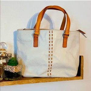 Fossil Cream and Tan Tote